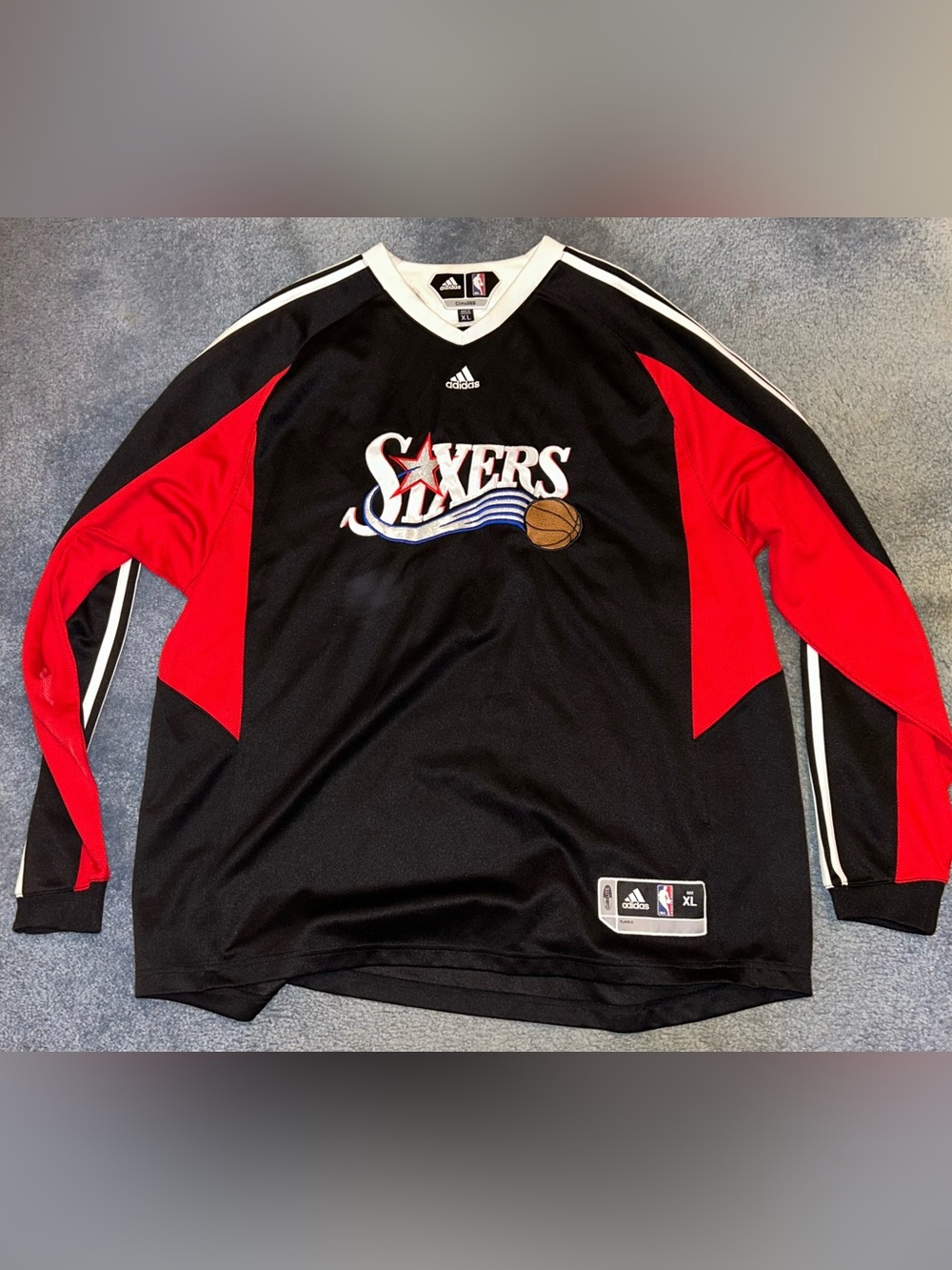 adidas Men’s Black and Red Philadelphia 76ers Basketball Jersey